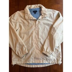 Lands' End Men's Cream Lightweight Windbreaker Mesh Lined - Size M